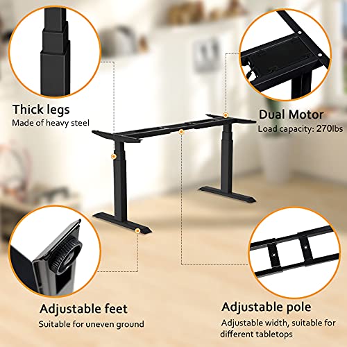 HAIAOJIA Electric Stand up Desk Frame Workstation, Dual Motor Ergonomic