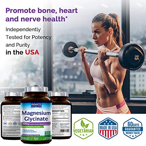 Magnesium Glycinate 500mg per Caps, 120 Veggie Caps, Chelated for