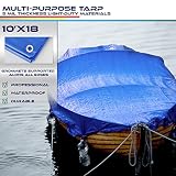 Windscreen4less 10' x 18' General Multiple Purpose 5 Mil Waterproof Blue Poly Tarp
