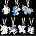 Rainbow Unicorn Necklace,Unicorn Party Favors,Unicorn Pendant for Girls,Fashion Necklace Birthday Gift - (Set of 7)
