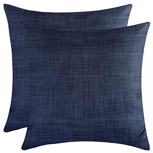 The White Petals Dark Blue Euro Pillow Covers for Bed (26x26 inch, Pack of 2) Home