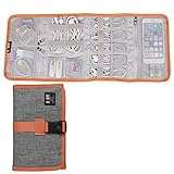 BUBM Travel Electronics Accessories Organizer Roll, SD Card / USB Data Cable/USB Flash Drives Management- 4 Folders, Gray