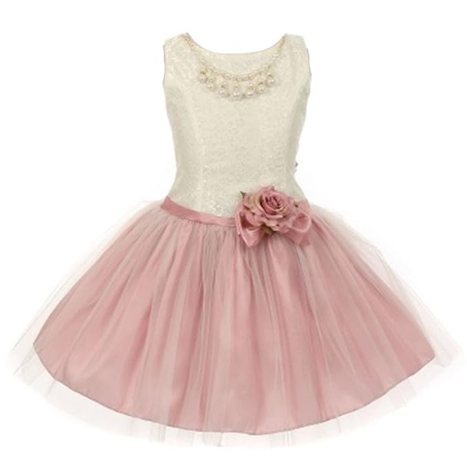 dusky pink flower girl dress