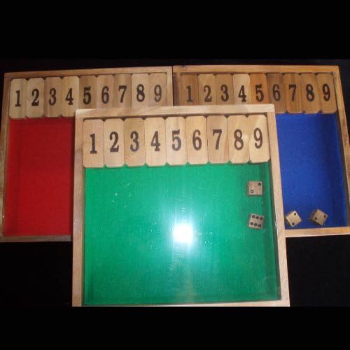 Shut Box 1-9 size premium 9x9" classic wooden game with wood burned #'s
