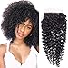 10A Brazilian Curly Closure Kinky Curly Virgin Human Hair 4 X 4 Lace Closure Natural Color (12Inch)