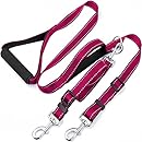 Taglory Dual Dog Leash for Two Dogs/Basic 6 Ft Dog Training Walking Leash with 2 Padded Handles/Double Dog Leash for 2 Dogs/Fuchsia