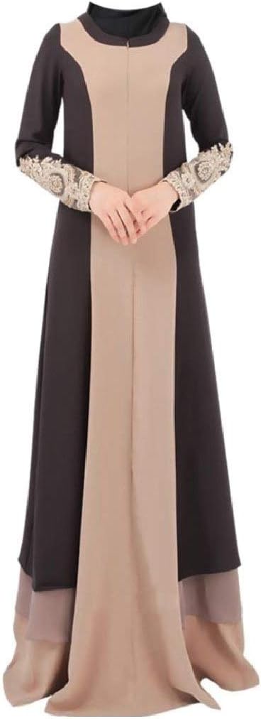 Women's Embroidery Plus Size Spell Color Malaysia Muslim Party Long Dress