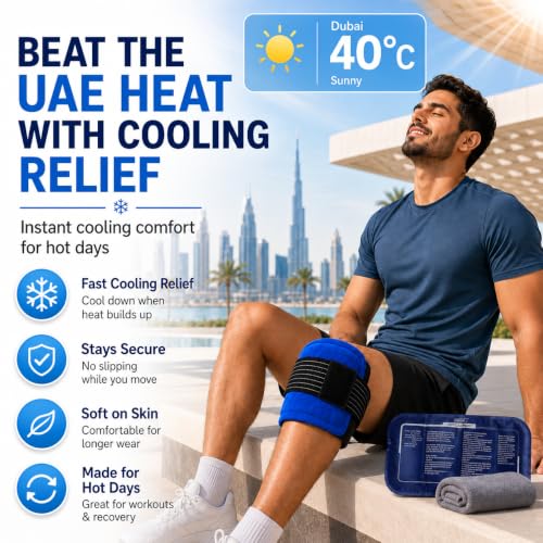 UZISUO Large Ice Pack Extra Long-Lasting Cooling, 3Pcs Reusable Cold Pack, Flexible Hot & Cold Gel Pad，Adjustable Ice Wrap for Knee, Shoulder, Ankle, Back & Neck，Post-Sport Recovery