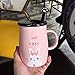 Angelice Home Cute Rabbit Mug Bunny Mug Funny Ceramic Coffee Mug with Stainless Steel Teaspoon Novelty Coffee Mug for Bunny Lovers Coffee Lovers