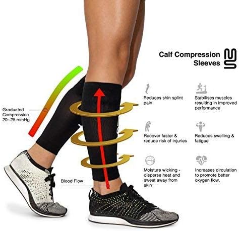 Modetro Sports Calf Compression Sleeves Men Women - 20-30mmhg Shin Splints Support - Calf Support(Black-2pairs, M) - Image 4