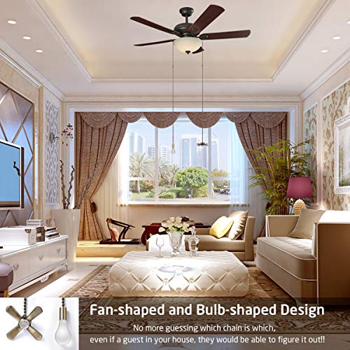 Bronze fan pull chain with 35.4 inches Extension, Kinghouse 2 pcs 13.6 inches 3.2mm Beaded Ball Fan Pull Chain Set including Beaded and Pull Loop Connectors, Holiday Gift Set (Oil Rubbed Bronze)