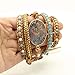 Bonnie Gold Plated Wrap Natural Stones Leather Wrap Around Stone Bracelet 5 Layer Natural Jasper Crystal Beaded Leather Bohemian Tribal Bracelet (Purple Imperial Jasper)