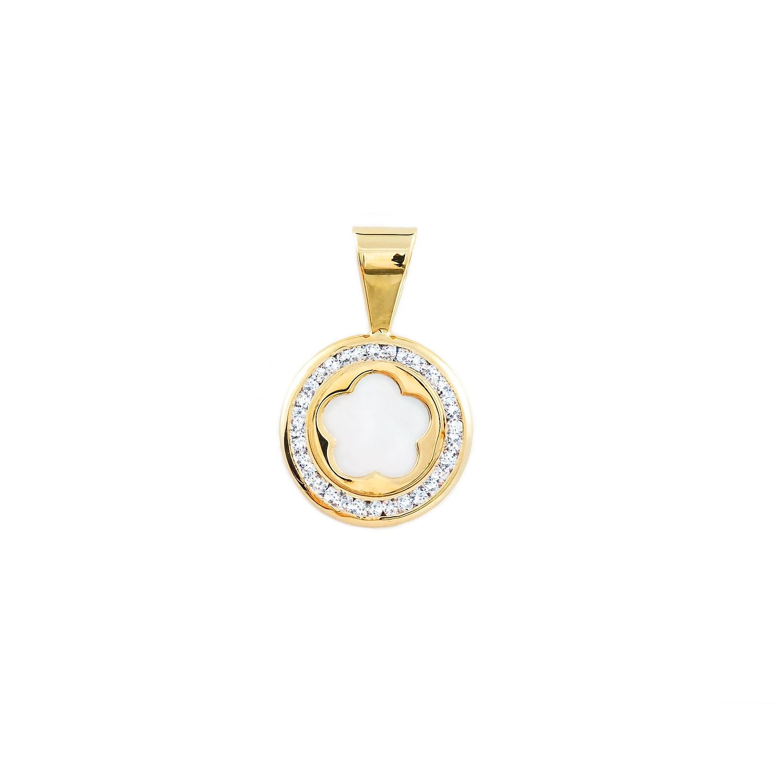 Monde Petit 9ct Yellow Gold round Daisy flower nacre Pendant