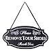 NIKKY HOME Please Remove Your Shoes Thank You Wooden Wall Decorative Sign 11.75 x 0.37 x 6.13 Inches Black