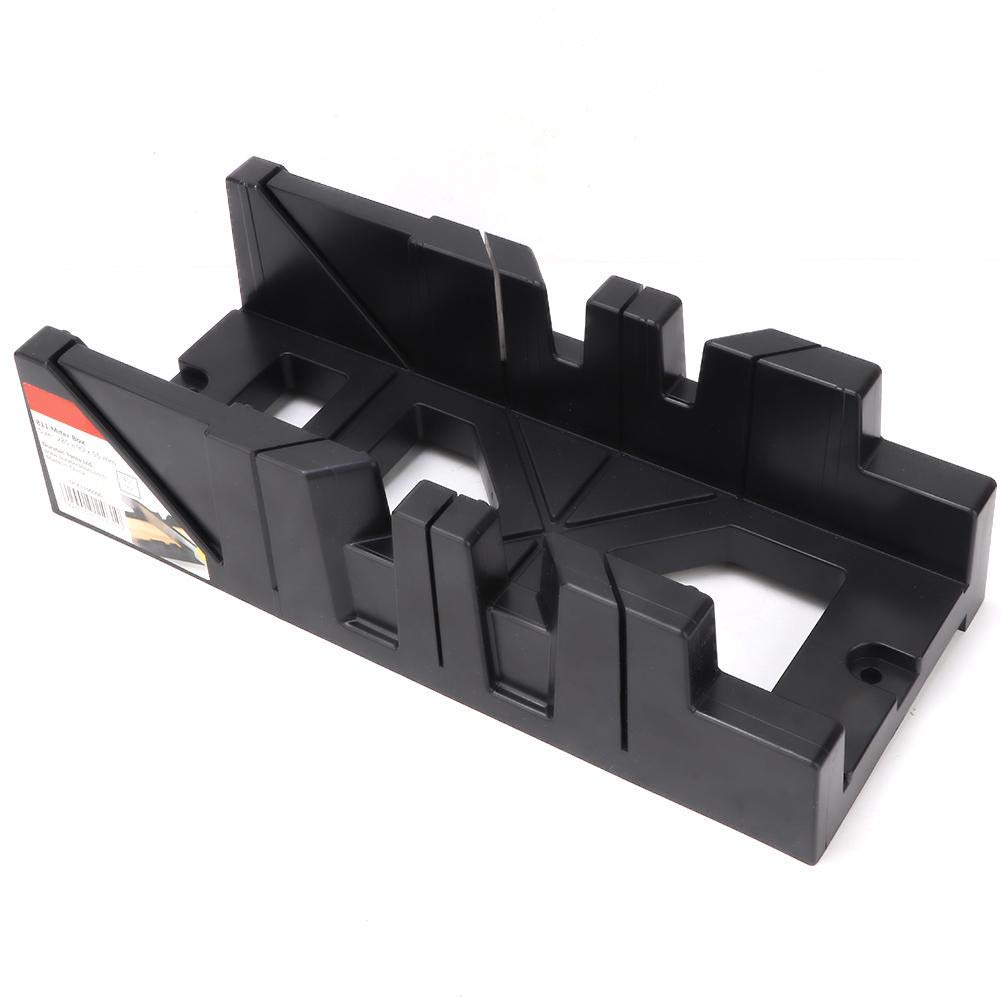 Wood Gypsum Miter Box, 11" HIPS Plasitc 0/45/90 Degree Clamping Miter Box w/Inclined 45° Cutting for Hand Saw 4 Cutting Angles