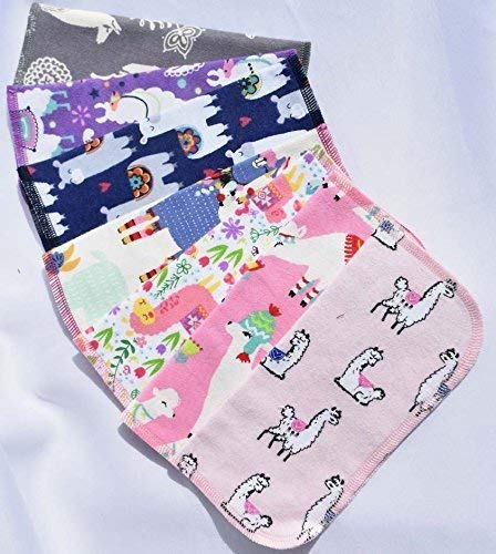 1 Ply Printed Flannel Washable. Llama and Alpaca- Set Napkins 8x8 inches 5 Pack - Little Wipes (R) Flannel
