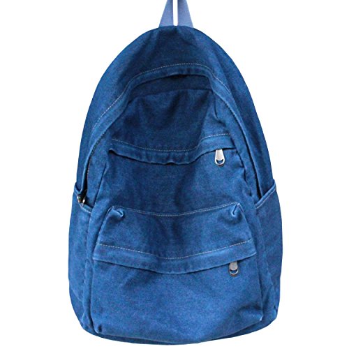 BXI Women Canvas Backpack Girls School Backpack Casual Daypack Deep Blue