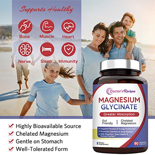 Doctor’s Recipes Magnesium Glycinate for Men & Women, 100mg Elemental
