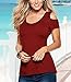 Dreamtravel Womens Short Sleeve V-neck Stripes T Shirt 100% back Guarantee, Wine Red, Large