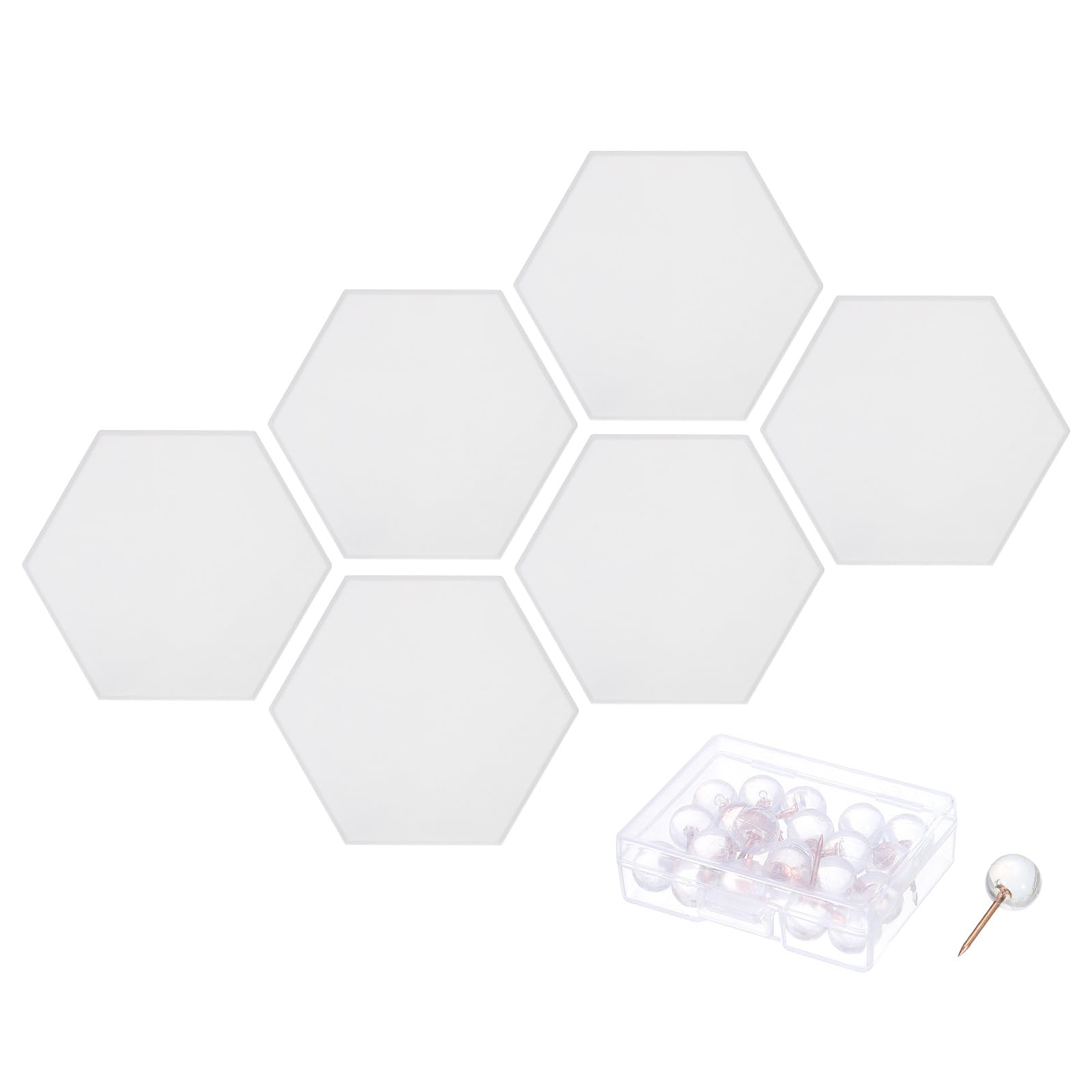 DMiotech 6 Pack 12x10 Inch White Felt Bulletin Board Memo Notice Hexagon Felt Board with Pins for Office Home Classroom Decor