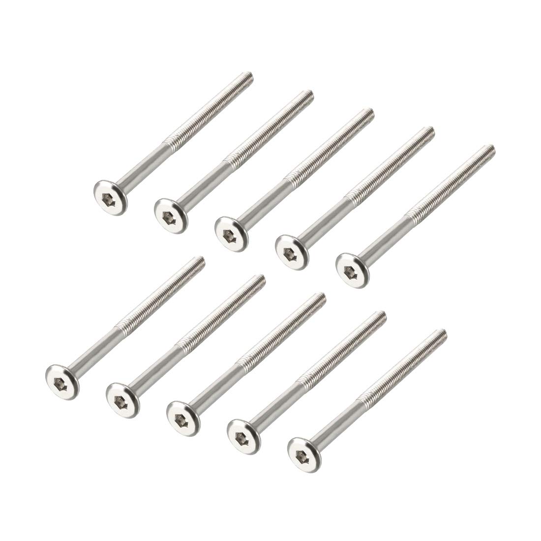 sourcing map M6x90mm Furniture Bolts Hex Socket Screws Fastener 58mm Thread Length 10pcs