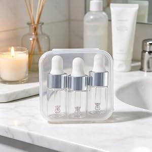 3 Pack,3ml Clear Glass Dropper Vial for Essential Oils,Empty Mini Glass Eye Dropper Bottle With Lid,Pure Glass Pipette Travel