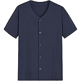 Latuza Men's Viscose Pajama Top Button Up Sleep Shirt