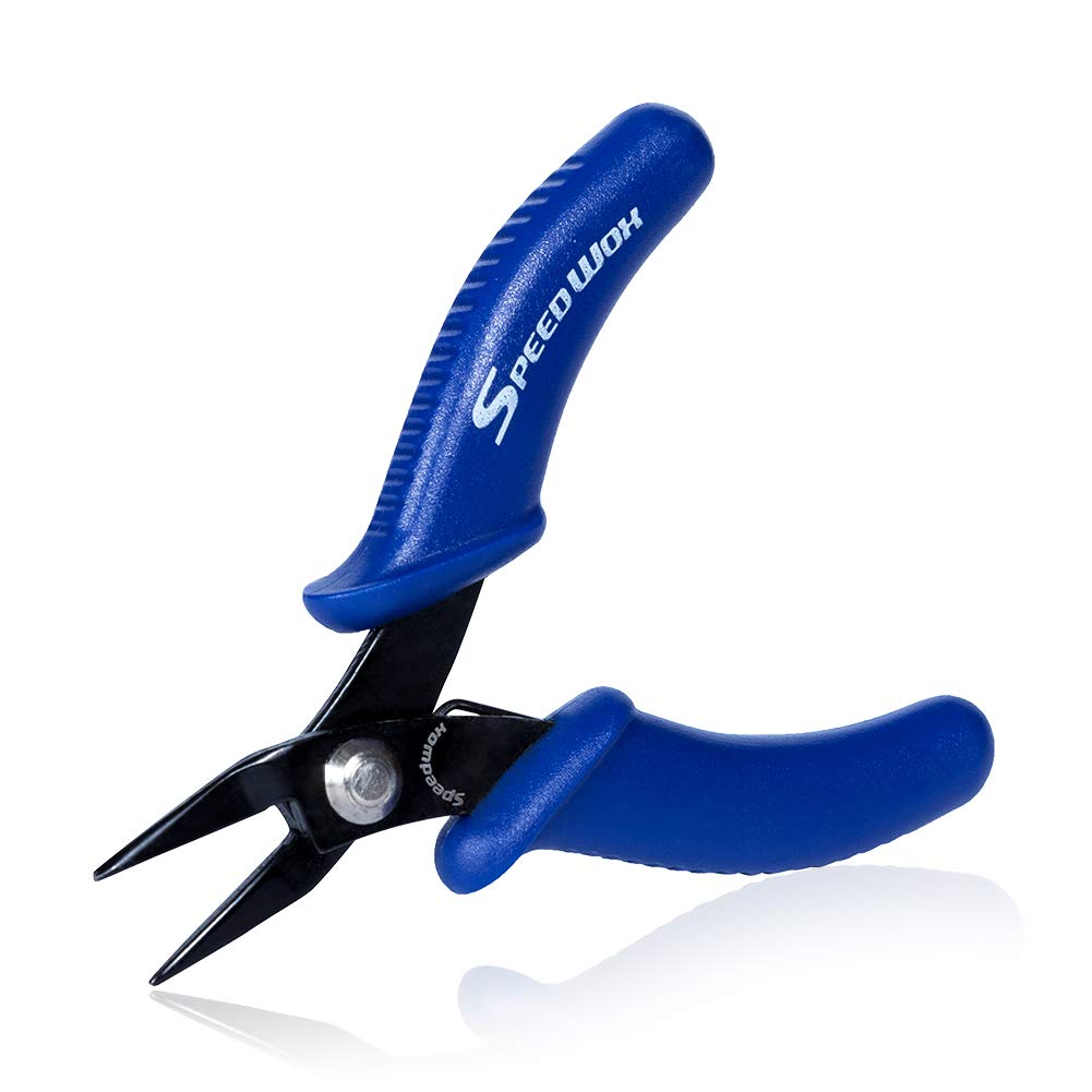 SPEEDWOX Mini Flat Nose Pliers - 3 Inch Micro Needle Nose Pocket Pliers with Spring for Craft & Jewelry Making