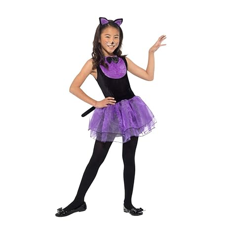 NET TOYS Dulce Vestido de Gato para niña | Negro-Morado en Talla M ...