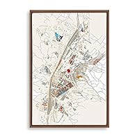 Framed Canvas Wall Art World City map Canvas Prints Home Artwork Decoration for Living Room,Bedroom - 16x24 inches