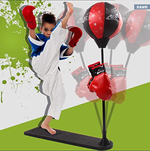 Boxing Ball, Foot Boxing Ball, Vertical Boxing Ball Children's Adjustable Height Speed Vertical Fitness Boxing Speed lkoezi Sports Safer Suction Cup Boxing Ball (Foot Boxing Ball, Black,Red)