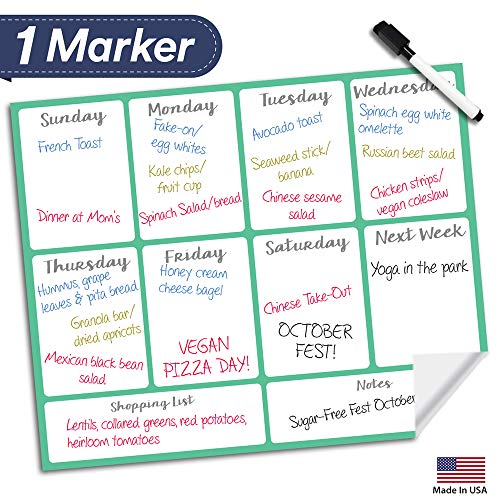 image for Lushleaf Designs Dry Erase Meal Planner Calendar - 16