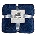Homey COZY Faux Fur and Flannel Navy Blue Throw Blanket, Super Soft Shaggy Fleece Fuzzy Lightweight Wool Plush Blanket for Sofa Couch Decorative Floor, 50