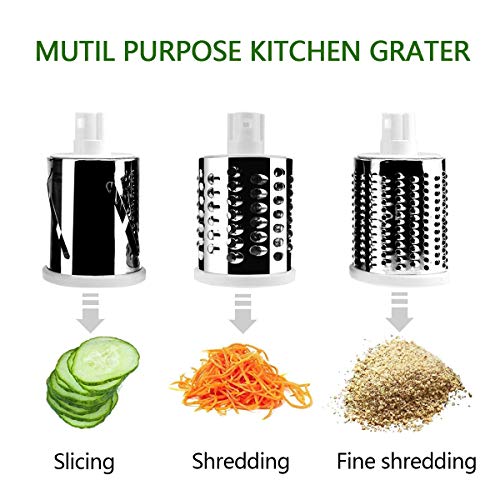 huasida HSD Manual Rotary Cheese Graters - Küchen-Mandolinen-Gemüseschneider mit 3 austauschbaren Klingen, leicht zu reinigender Rotary Grater Slicer für Obst, Gemüse, Nüsse (Grün)