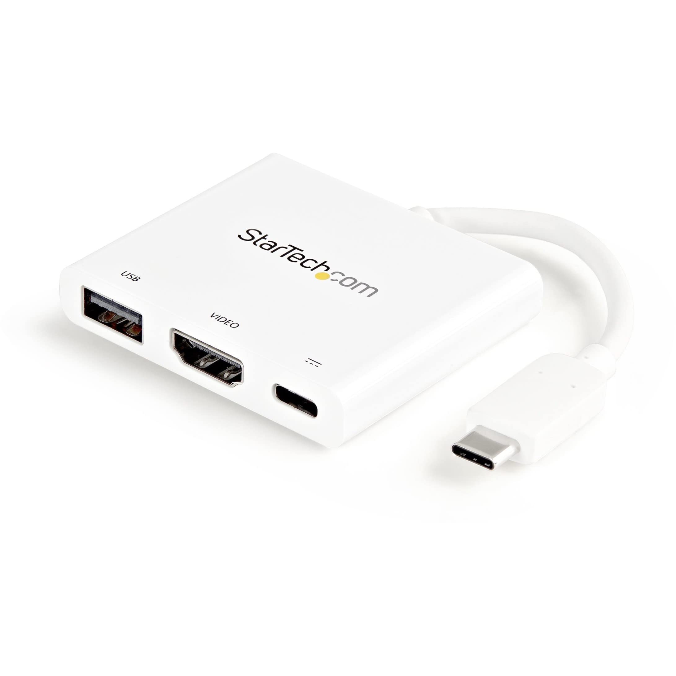 StarTech.com USB-C to HDMI Adapter - White - 4K 30Hz - Thunderbolt 3 Compatible - with Power Delivery (USB PD) - USB C Dongle (CDP2HDUACPW)