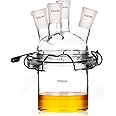 Deschem 24/40 Glass Cylindrical Reactor 4-Neck Flat Bottom Lab Reaction Vessel Four Necks W/Lid and Clamp