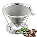 Pour Over Stainless Steel Coffee Dripper-4 Cup Drip Cone Best Reusable Manual Pourover Paperless Dripper Brewer No Rust Cone Ultra Fine Filter Fast Easy to Use and Clean Portable Maker