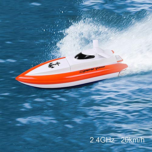 DeXop Remote Rc Boat H800 Rc Boat with High Speed Radio Remote Control Electric Racing Boat for Children, Adults-Orange (Only Works in Water) - Thumbnail 3