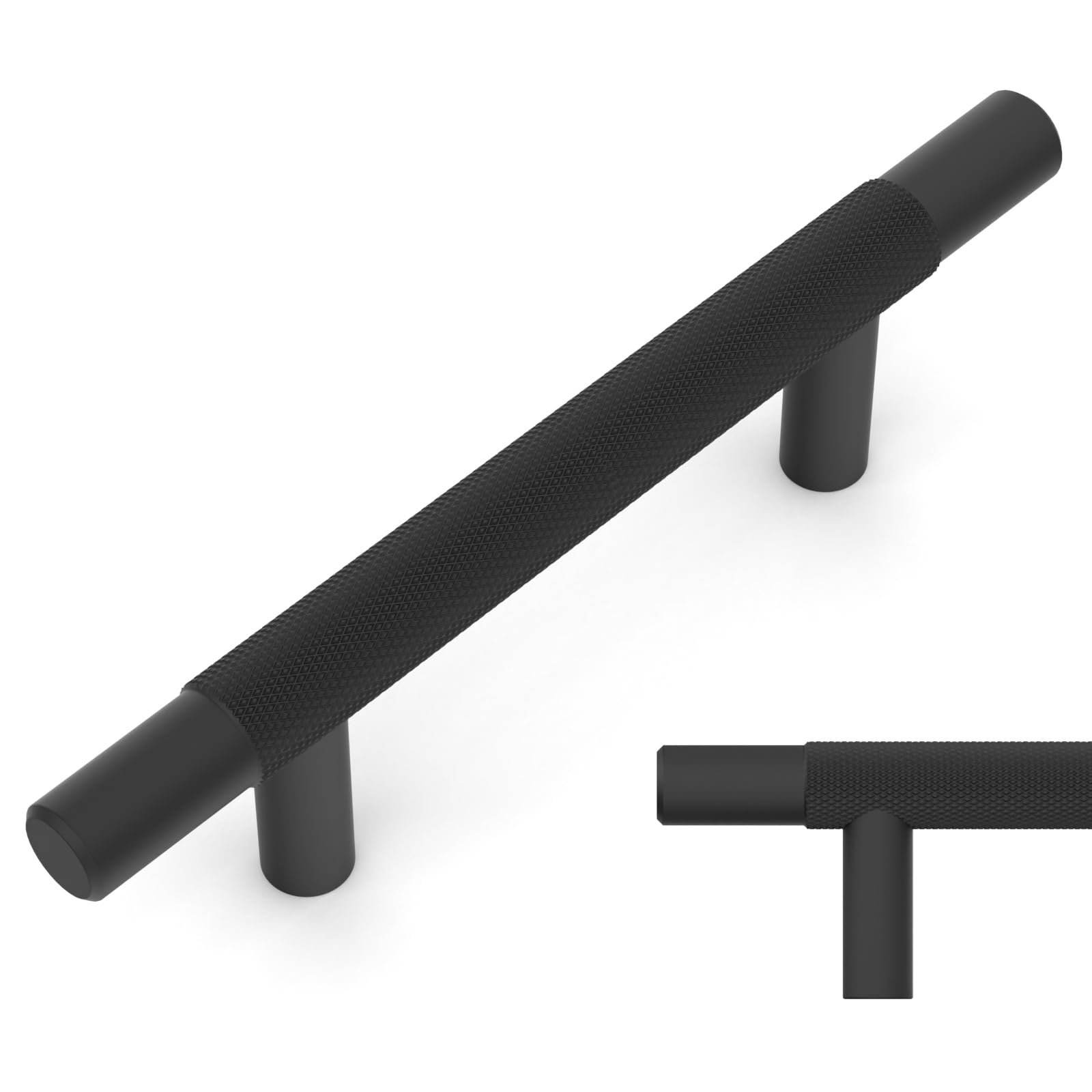 Photo 1 of Amerdeco 10 Pack Matte Black Knurled Cabinet Pulls 3 Inch Hole Centers Kitchen Cabinet Solid Handles Hardware Kitchen Handles for Cabinets Handles IH0006