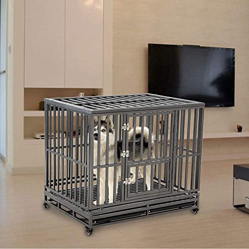 LUCKUP Heavy Duty Dog Cage Metal Kennel and Crate for Medium and Large