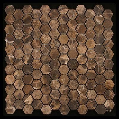 Emperdaor Hexagon Tumbled Mosaic Tiles on 12x12 Sheet for Backsplash, Shower Walls, Bathroom Floors