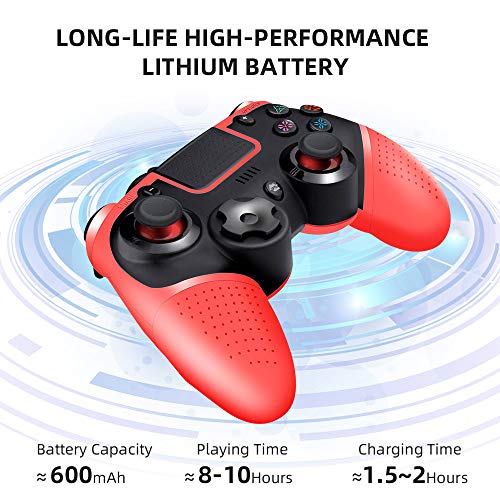 Wireless Controller for PS4, Proslife Game Controller for Playstation 4/Switch Gamepad Joypad with Gyro Axis and Dual Vibration-Red