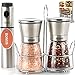 The Sapores Salt and Pepper Shakers with Matching Stainless Steel Stand and Vinegar Sprayer - Salt and Pepper Grinder Set with Adjustable Coarseness - Pepper Grinder - Pepper Mill