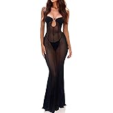 LINNSUJH Sexy Sheer Mesh Dresses for Women See Through Maxi Dress Strapless Tube Top Night Party