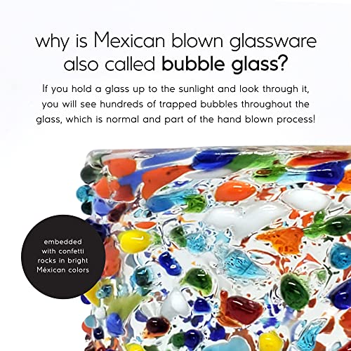 MexHandcraft Confetti Rocks 10 oz Tumbler Glasses, Set of 6, Mexican