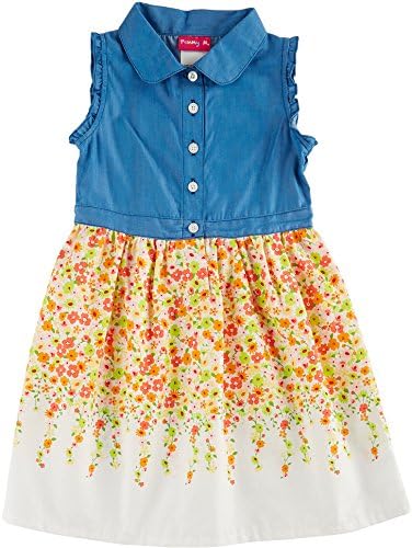 Penelope Mack Little Girls Demin Floral Dress 6 Denim blue