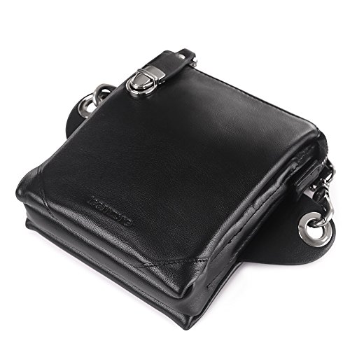 Teemzone Men’s Genuine Leather Shoulder Cross Body Waist Bag (Larger size updated Black) Bags