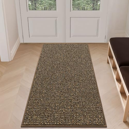 BEQHAUSE Schmutzfangmatte 61cm x 152,4cm rutschfeste waschbare Fußmatten Braun