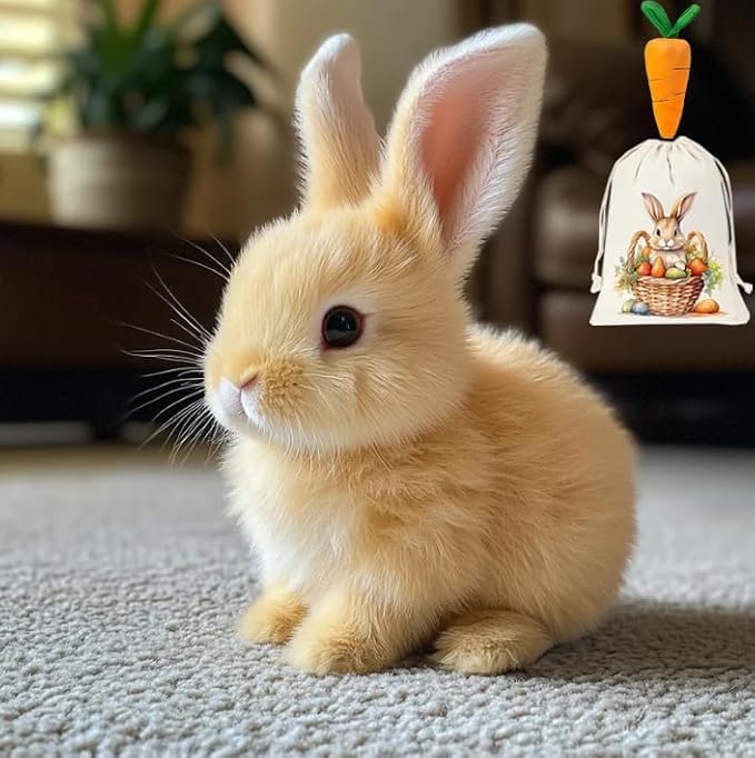 SANTVOLO Hopping Bunny Toy,Easter Realistic Bunny Toy, Wiggling Ears, Twitching Mouth and Nose, My Realistic Bunny Toy for Kids (New Version)