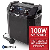 ION Audio Block Rocker Plus | 100W Portable Speaker, Battery Powered with Bluetooth, Microphone & Cable, AM/FM Radio, Wheels & Telescopic Handle and USB Charging For Smartphones & Tablets